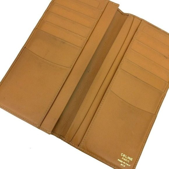 Celine Macadam Brown Leather Long Wallet Bifold EUC - Picture 4 of 8